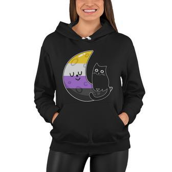 Pride Month Nonbinary Moon Space Cat Lgbt Women Hoodie - Monsterry CA
