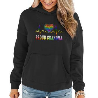 Proud Grandma Gay Heartbeat Pride Shirt Lgbt Gay Pride Month Graphic Design Printed Casual Daily Basic Women Hoodie - Thegiftio UK