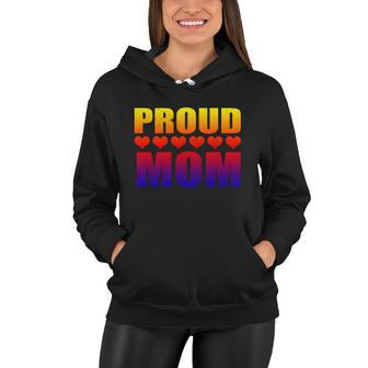 Proud Mom Lgbtgiftq Gay Pride Ally Lgbt Parent Rainbow Heart Funny Gift Women Hoodie - Monsterry DE