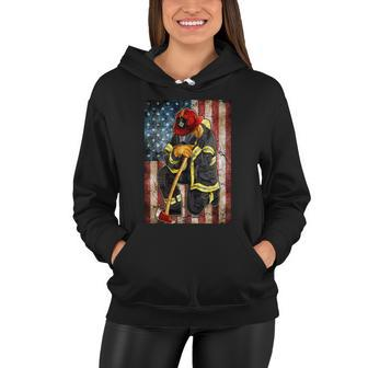 Proud To Be A Firefighter Usa American Flag Red Line Women Hoodie - Monsterry DE