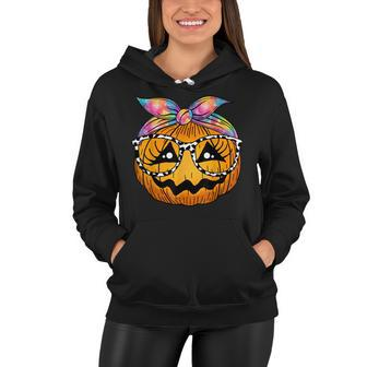 Pumpkin Face Tie Dye Leopard Glasses Halloween Costume Kids Women Hoodie - Seseable