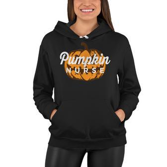 Pumpkin Nurse Halloween Trick Or Treat Haunted Rn Women Hoodie - Seseable