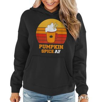 Pumpkin Spice Af Retro Vintage Background Happy Halloween Women Hoodie Graphic Print Hooded Sweatshirt - Thegiftio UK