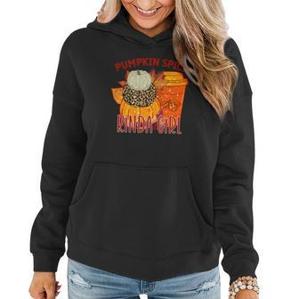 Pumpkin Spice Kinda Girl Fall Weather Women Hoodie Graphic Print Hooded Sweatshirt - Seseable