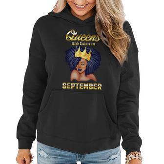 Queens Are Born In September Birthday For Black Women Women Hoodie Graphic Print Hooded Sweatshirt - Thegiftio UK
