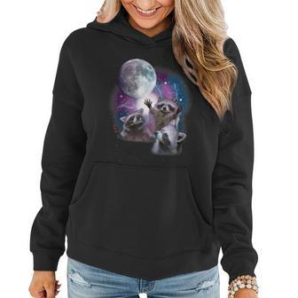 Raccoons Howling At The Moon - Funny Raccoon Women Hoodie Graphic Print Hooded Sweatshirt - Thegiftio UK