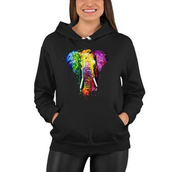 Rainbow Elephant Art Cute Gift Women Hoodie - Thegiftio UK