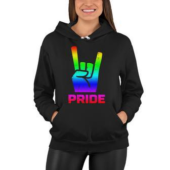 Rainbow Rock Hand Sign Pride Punk Gay Flag Lgbtq Men Women Gift Women Hoodie - Monsterry