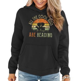 Reading Teacher - All The Cool Kids Are Reading Book Vintage Women Hoodie Graphic Print Hooded Sweatshirt - Thegiftio UK