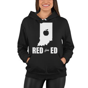 Red For Ed Indiana Teachers Apple Women Hoodie - Monsterry