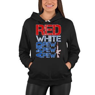 Red White And Pew Pew Pew Usa Guns Tshirt Women Hoodie - Monsterry AU