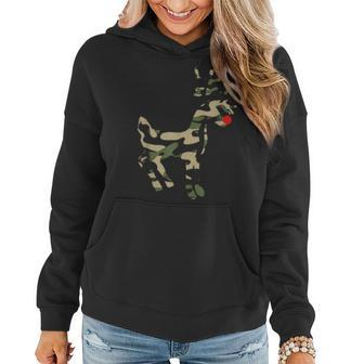 Reindeer Red Nose Camo Camouflage Xmas Holiday Hunting Women Hoodie Graphic Print Hooded Sweatshirt - Thegiftio UK