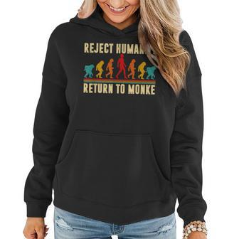 Reject Humanity Return To Monke Meme Monkey Evolution Women Hoodie - Thegiftio UK