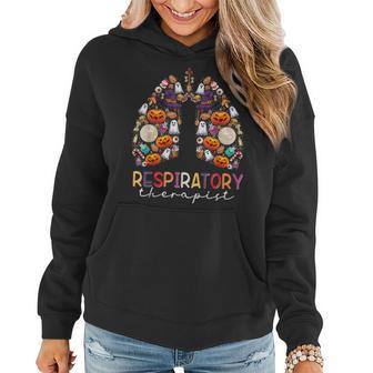 Respiratory Therapist Halloween Vibes Respiratory Therapy Women Hoodie Graphic Print Hooded Sweatshirt - Thegiftio UK