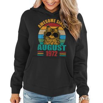 Retro Awesome Since August 1972 50Th Birthday 50 Years Old Women Hoodie - Thegiftio UK