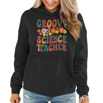 Retro Flower Groovy Science Teacher Funny Back To School Women Hoodie Graphic Print Hooded Sweatshirt - Thegiftio UK