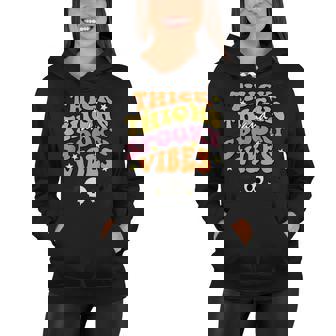 Retro Groovy Thick Thighs And Spooky Vibes Funny Halloween V2 Women Hoodie - Seseable