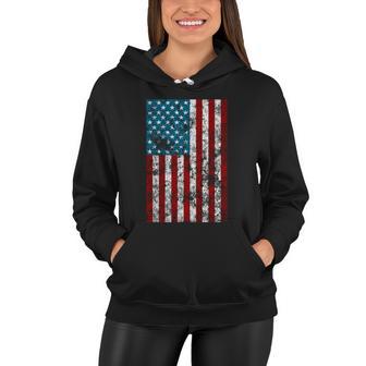 Retro Style 4Th July Usa Patriotic Distressed America Flag Gift Women Hoodie - Monsterry