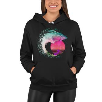 Retro Surfer Shark Wave Women Hoodie - Monsterry UK