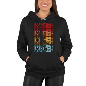 Retro Vintage Basketball Typography Basketball Player Silhouette Basketball Fan Women Hoodie - Thegiftio UK