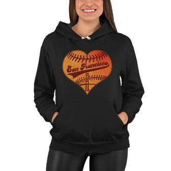 Retro Vintage San Francisco Baseball Heart Women Hoodie - Monsterry AU