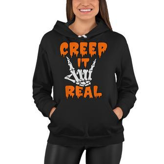 Scary Funny Halloween Creep It Real Women Hoodie - Seseable