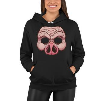Scary Halloween Inspired Evil Pig Mask Trick Or Treat Gift Women Hoodie - Seseable