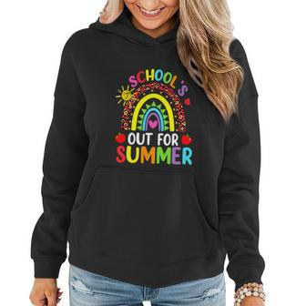 Schools Out For Summer Rainbow Last Day Of School Teacher Graphic Design Printed Casual Daily Basic Women Hoodie - Thegiftio UK