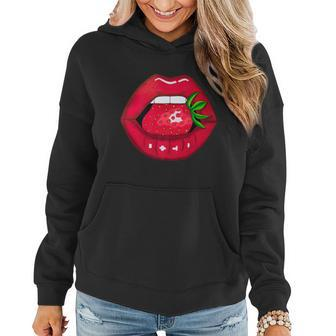 Sexy Strawberry Lips Red Lipstick Woman Strawberries Mouth Graphic Design Printed Casual Daily Basic Women Hoodie - Thegiftio UK