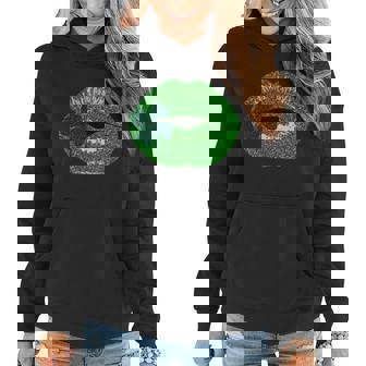 Shamrock Irish Clover Lips Graphic Design Printed Casual Daily Basic Women Hoodie - Thegiftio