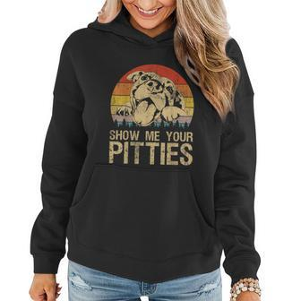 Show Me Your Pitties Funny Pitbull Dog Lovers Retro Vintage Women Hoodie - Thegiftio UK
