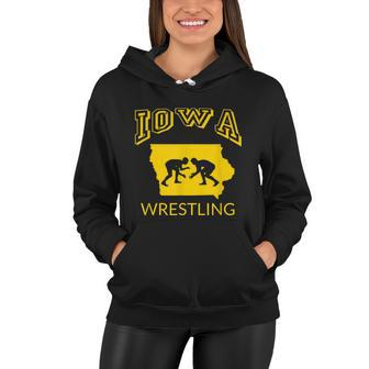 Silhouette Iowa Wrestling Team Wrestler The Hawkeye State Tshirt Women Hoodie - Monsterry