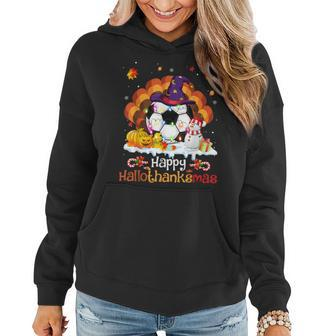 Soccer Halloween Christmas Thanksgiving Hallothanksmas Women Hoodie Graphic Print Hooded Sweatshirt - Thegiftio UK