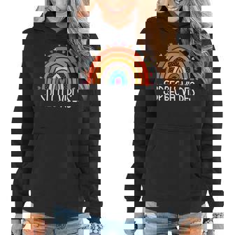 Speech Language Pathologist Gifts Boho Rainbow Speech Vibes Women Hoodie - Thegiftio UK