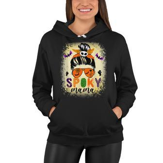 Spooky Mama Messy Skull Mom Scary Leopard Witch Halloween Women Hoodie - Seseable