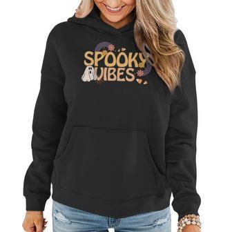 Spooky Vibes Cute Retro Pattern Halloween Costume Women Hoodie Graphic Print Hooded Sweatshirt - Thegiftio UK
