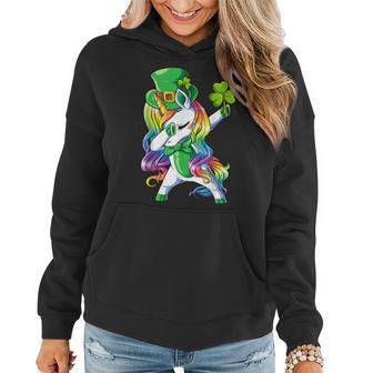 St Patricks Day Girls Dabbing Unicorn Leprechaun Lepricorn Women Hoodie Graphic Print Hooded Sweatshirt - Thegiftio UK