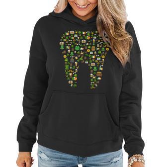 St Patricks Day Leprechaun Tooth Dental Hygiene Dentist Women Hoodie Graphic Print Hooded Sweatshirt - Thegiftio UK