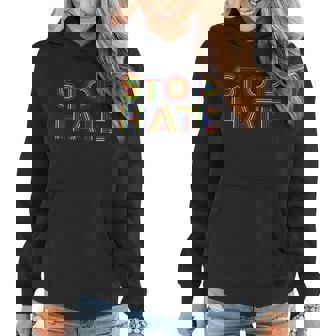 Stop Hate Colorful Rainbow Lgbt Pride Month Graphic Design Printed Casual Daily Basic Women Hoodie - Thegiftio