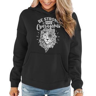 Strong Woman Lion Custom Be Strong And Courageous White Design Women Hoodie Graphic Print Hooded Sweatshirt - Seseable