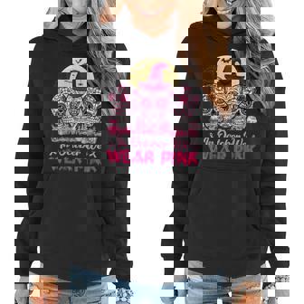 Sugar Skull Halloween Breast Cancer In October We Wear Pink V3 Women Hoodie Graphic Print Hooded Sweatshirt - Thegiftio