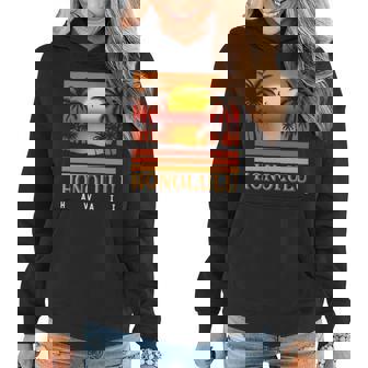 Sunset Honolulu Hawaii Summer Plam Tree Women Hoodie - Thegiftio