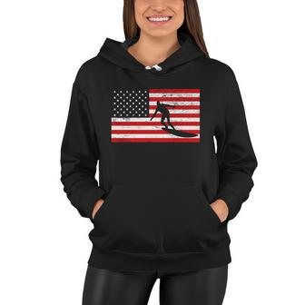 Surfer And Usa Flag Women Hoodie - Monsterry