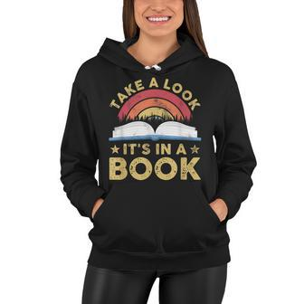 Take A Look Its In A Book Reading Vintage Retro Rainbow Women Hoodie - Seseable