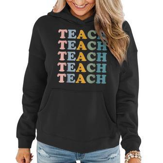 Teach Boho Teacher Crewneck Elementary School Teacher Women Hoodie Graphic Print Hooded Sweatshirt - Thegiftio UK