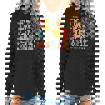 Teach Love Inspire Bach To School Teacher Women Groovy Retro Women Hoodie Graphic Print Hooded Sweatshirt - Thegiftio