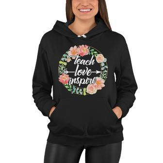Teach Love Inspire Flower Wreath Women Hoodie - Monsterry CA