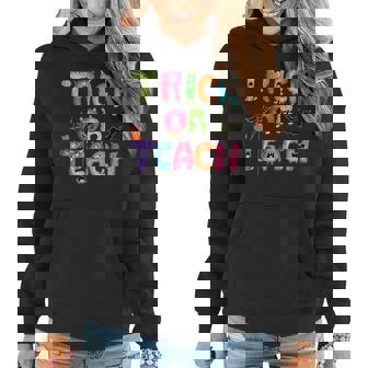 Teachers Funny Halloween Trick Or Teach Monster Letters Women Hoodie - Thegiftio UK