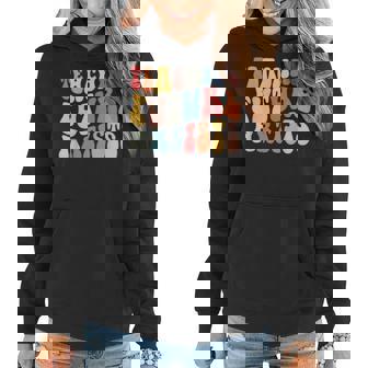 Teaching Future Artists Retro Groovy Funny Art Teacher Life Women Hoodie Graphic Print Hooded Sweatshirt - Thegiftio