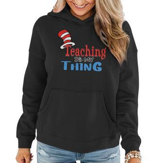 Teaching Is My Things Dr Teacher Red And White Stripe Hat Women Hoodie - Seseable